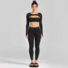 Dfyne Roupa de Yoga Manga Longa Transfronteiriça Tops Esportivos de Secagem Rápida Roupa Fitness Roupa Esportiva para Treinamento de Corrida Terno Feminino