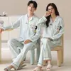 Algodão Puro2026 Pijama de Casal Novo Desenho Animado Primavera e Outono, Manga Longa e Calça, Corte Solto, Gola Reversível, Pode Ser Usado Fora de Casa, Roupa de Casa