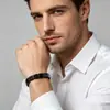 Pulsera Minimalista Europea y Americana Transfronteriza de Hematita y Piedra Negra para Hombres, Pulsera Elástica Cuadrada Más Vendida en Amazon