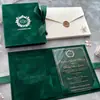 Porta-Cartão de Convite de Casamento de Veludo Verde Militar Personalizado para Atacado, Cartão de Convite de Acrílico Carimbado a Ouro, Nicho de Alto Padrão