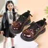 Zapatos de Cuero con Moño Estilo Retro para Niños, Zapatos Individuales Versátiles Estilo Escolar de Punta Redonda Negros para Niñas Estilo Británico