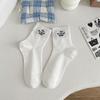 Calcetines Estilo Academia Calcetines de Mujer Ins Modernos Verano Delgados Bordados con Letras Algodón Puro Calcetines Bajos Estudiante Blanco Tubo Corto