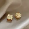 2026 Nuevos Pendientes Cuadrados de Metal Estilo Europeo y Americano para Mujer, Clips para Orejas de Doble Cara de Lujo de Gama Alta Nicho, Pendientes Exquisitos con Diamantes Completos
