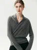 Suéter de Cachemira con Cuello en V Cruzado para Mujer Otoño e Invierno 2026 Nuevo Abrigo de Estilo Francés tipo Bata Suéter de Punto Base Suéter Perezoso