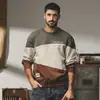Sudadera Pesada Estilo Retro Americano Jerryeno para Hombre Primavera Holgada Marca de Moda Camiseta de Manga Larga con Combinación de Colores Primavera y Otoño Tops de Moda para Hombre