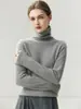 Nuevo suéter de cachemir 100% puro para otoño e invierno con bordes enrollados, cuello alto superpuesto, corte ajustado, versátil, cálido y versátil top de punto básico