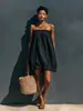 Amazon 2026 Nuevo Vestido Casual Transparente con Volantes Transfronterizo Estilo Veraniego Europeo y Americano Falda Corta de Algodón y Lino