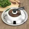 Tapa de vidrio a prueba de explosiones visible, tapa de acero inoxidable no magnético de grado alimenticio, tapa de sartén de fondo plano para olla grande 30CM-40CM
