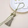 Cuerda de Mano Nudo Chino Colgante de Borla Estilo Tíbet Accesorios Lanyard para Teléfono DIY Colgante para Coche Colgante de Borla con Perla Dorada