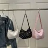 Bolso Pequeño Cuadrado Cruzado con Estampado de Lazo Fresco y Sencillo 2025 Nuevo Bolso de Hombro Exquisito Fruncido Bolso Pequeño Cruzado