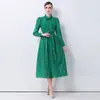 Vestido con Cuello Bordado para Mujer Mangas Largas Tipo Farol Cintura Ajustable con Cordones Falda de Línea A de Longitud Media Ropa Transfronteriza para Mujer Europea y Americana