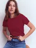 Los Tops Casuales de Cuello Barco Más Vendidos de Amazon, Ropa para Mujer Europea y Americana, Camisetas Básicas de Color Sólido Sueltas de Manga Corta para el Día a Día al por Mayor