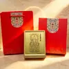 Peça de exibição de estátua dos Três Santos Taoístas de ouro 999 puro, ornamento de ouro Yuan Shi Ling Bao Dao Te Tai Yi Tian Zun para coleção e comemoração