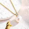 Versátil Nuevo Pequeño Forma de Bombilla Cuatro Puntas 2026 Estilo Vintage Lujo Ligero Fuerte Brillo Collar Redondo de Perlas para Mujeres