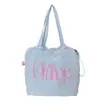 Bolsa Tote com Cordão Estilo Coreano Cor Sólida Estampa de Letras Transfronteiriça Bolsa Pequena de Lona Fresca Feminina Grande Capacidade para o Dia a Dia Bolsa de Ombro Único