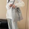 Balde com Cordão de Grande Capacidade 2025 Novo Estilo Coreano Ins Elegante Casual Street Ombro Único Transversal Bolsa para Mulheres