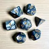 Juego de Dados Poliedros D&D con Patrón de Mármol, Color Mixto Transparente D4D6D8D10D12D20 Caras, Coc, Juego de Mesa, Juego de Siete Piezas