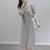 Vestido de Verano para Mujer Tallas Grandes, Corte Holgado, Adelgazante, Estilo Europeo y Americano, Moderno, Rejuvenecedor, Estilo Mamá, Vestido Fruncido
