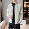 Casaco de suéter com zíper e gola alta, marca da moda masculina, primavera e outono, estilo coreano, suéter de malha, roupa externa, cardigan bonito e moderno, com clipe