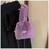 Bolso de Terciopelo Peludo Transfronterizo para Mujer en Otoño e Invierno, Versátil Bolso Cruzado Nuevo 2025 de Cadena Nicho, Bolso Cubo de Peluche tipo Satchel