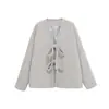 Exportación Transfronteriza 2025 Nuevo Suéter de Punto de Cuello Redondo Otoño Corbata de Lazo Chaqueta de Punto Suéter Cardigan Casual para Mujer