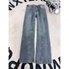 Calça jeans flare colorida bordada com corte angular desconstruído estilo retrô americano para homens, calça de design legal e que emagrece para adolescentes