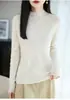 Lana de alta cuenta hilada finamente, tejido reversible, cuello semi-alto, nuevo estilo otoño/invierno, suave y cómodo, suéter base ajustado, 100% lana pura