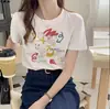 Camiseta Estampada Soltinha de Algodão Puro Tendência para Verão com Manga Curta para Mulheres, Novo Estilo Ins Casual Versátil Atacado