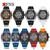 Reloj de Venta Caliente Transfronterizo Ofns, Reloj de Estudiante Moderno con Esfera Grande en Forma de Barril, Reloj de Cuarzo para Hombre Luminoso Personalizado con Láser