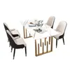 Mesa de Jantar e Cadeiras em Rocha Combinação Elegante para Apartamento Pequeno Mesa Moderna Simples Mesa Retangular de Mármore Nórdico Celeb da Internet