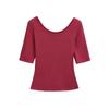 Camiseta Básica de Manga Média Estilo Europeu e Americano para Mulheres, Verão Sexy com Clavícula Exposta, Valoriza a Figura, Cropped Camiseta Base Interna Ins