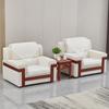 Sofá Individual de Três Lugares em Tecido Branco para Sala de Recepção, Conferência, Sala de Recepção VIP, Combinação de Mesa de Centro, Grande Salão, Negócios