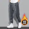 Calça de Moletom Corduroy Estilo Americano com Forro de Fleece Espessada Outono e Inverno Masculina Duffy Bonita Fashion Simples Solta Calça Interna