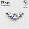 Pendientes de Aleación de Titanio G23 con Circonita Blanca en Forma de Murciélago, Tornillos para Hélice F136 de Aleación de Titanio, Joyería para Piercings de Hélice de Hueso de Oreja, Labio