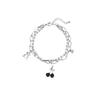 Pulsera de Acero de Titanio de Doble Capa Estilo Hip-hop Harajuku Oso para Mujer ins Diseño Nicho Estilo K Sencilla Cereza Negra