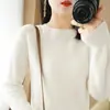 Suéter de Cuello Redondo para Mujer, Suéter Corto de Punto, Manga Larga, Delgado, Versátil, Color Sólido, Capa Base para Otoño e Invierno