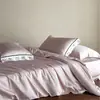 Luxo Leve Inicial Algodão Macio Contagem 100 Algodão de Fibra Longa Jacquard Bordado 100% Algodão Conjunto de Quatro Peças Lençol de Cama Puro Capa de Edredom Roupa de Cama 4
