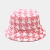 Outono e Inverno Chapéu de Pescador Mulheres Novo Espessado Pelúcia Internet Celebridade Viagem Quente Houndstooth Pot Chapéu Casal Imitação Coelho Pele Chapéu