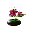 Nova Planta em Vaso Pequeno de Jasmim Dourado Seda Ornamento para Mesa de Sala de Estar de Casa Vaso de Pedra Simulada Planta em Vaso de Flor Artificial