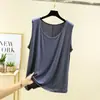 Camiseta sin mangas suelta de talla grande para mujer, de hombros anchos, camisola de modal, camiseta básica sin mangas para mujeres de talla grande