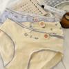 Ropa interior de algodón puro para bebé, clase A, para mujer, entrepierna antibacteriana, longitud extendida, adecuada para todas las estaciones, estilo femenino, cintura media, estampado floral japonés