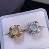 Anillo de Piedra de Uva Natural, Cristal Fluorescente Tipo Hielo, Plata 925 Limpia, Piedra Principal Finamente Incrustada 6*8mm