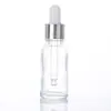 Frasco de vidro de 30ml para óleo essencial, frasco conta-gotas de 50ml com ponta de borracha, frasco de amostra transparente, frasco dispensador de essência cosmética, frasco vazio