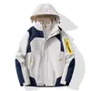 Chaqueta exterior 3 en 1 estilo Luotuo para mujer, abrigo de montañismo a prueba de viento e impermeable, ropa de trabajo para hombre al por mayor