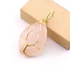 Collar con Colgante de Piedra Natural de Agata de Cristal en Forma de Gota de Agua Envuelto en Alambre Árbol de la Vida Cadena para Suéter Gota de Agua Piedra Cruda N781