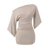 Vestido Corto Sexy de Estilo Francés con un Hombro y Manga Acampanada, Mini Vestido Bodycon Ajustado Ceñido a la Cintura de Verano