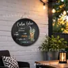 Comercio Exterior Lata Redonda Pintura de Hojalata Receta de Cóctel Pintura Decorativa 20/30cm Tienda de Bar Adornos de Hojalata con Cuerda de Cáñamo