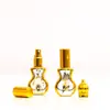 Botella de Perfume de Alta Gama de 10 ml con Estampado Dorado, Botella Roll-On, Botella Vacía de Muestra Dorada, Botella de Aceite Esencial, Botella Portátil, Botella Roll-On