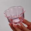 Taza de té pequeña de vidrio resistente al calor, taza de té de vidrio transparente, tazón de té con forma de pétalo, taza para beber en el hogar, juego de té