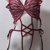 Lingerie sensual vestível plus size body de renda com decote aberto e amarração vazada excitação quente